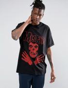 Asos Misfits Super Oversized Band T-shirt With Roll Sleeve - Black