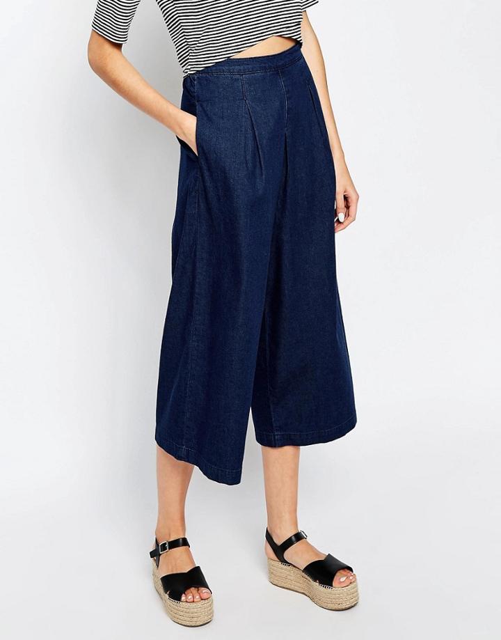 Warehouse Denim Culotte - Dark Wash