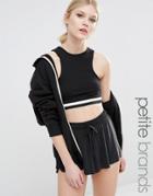 New Look Petite Contrast Trim Crop Top - Black