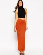 Asos Maxi Tube Skirt With Back Vent - Rust