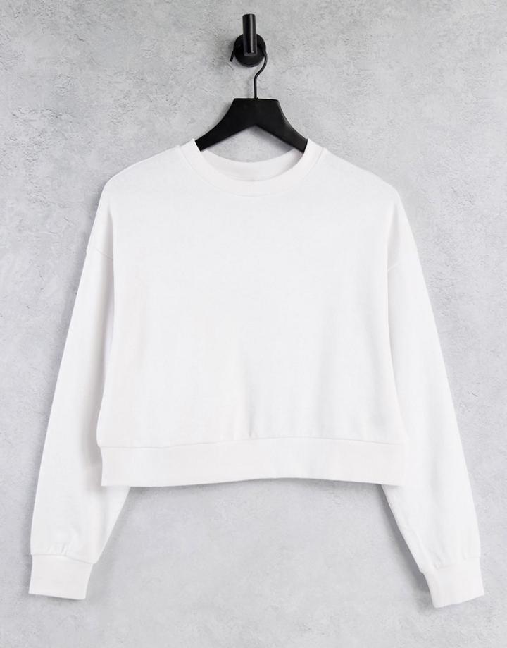 Asos Design Cropped Sweatshirt In White