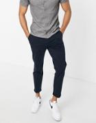 New Look Pleated Chino Pants In Navy