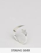 Asos Sterling Silver Moon & Star Open Ring - Silver