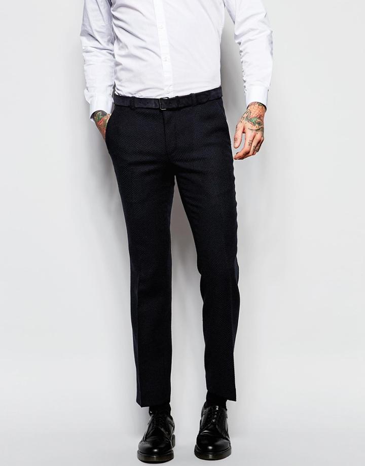 Heart & Dagger Textured Wool Pants In Slim Fit - Black