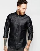 Asos Shirt In Glitter Fabric With Long Sleeves - Black