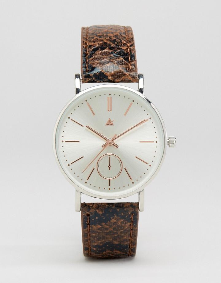 Asos Sleek Snake Strap Watch - Brown