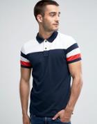 Tommy Hilfiger Pique Polo Engineered Stripe Slim Fit In Navy - Navy