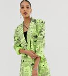 Collusion Newspaper Print Statement Blazer-multi