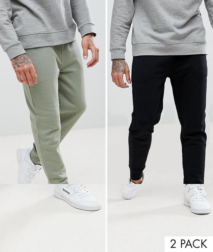 Asos Skinny Joggers 2 Pack Green/black Save - Multi