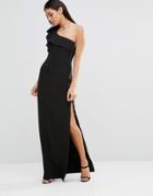 Forever Unique Aiko One Shoulder Maxi Dress With Side Zip - Black
