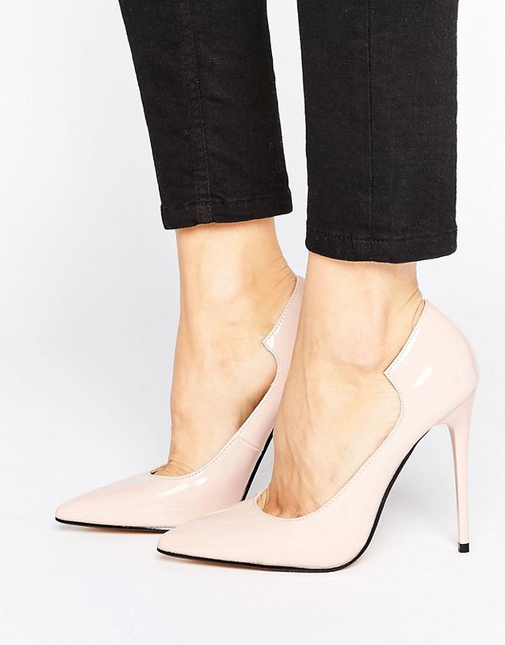 Lost Ink Freya Light Pink Curved Pumps - Pink