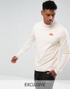 Ellesse Muscle Fit Long Sleeve T-shirt With Sleeve Print In Stone - Stone