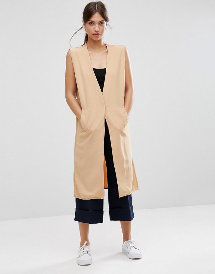 Daisy Street Sleeveless Jacket - Camel