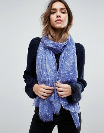 Alice Hannah Delicate Butterfly Scarf - Blue