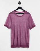 Asos Design Knitted Metallic T-shirt In Purple - Part Of A Set