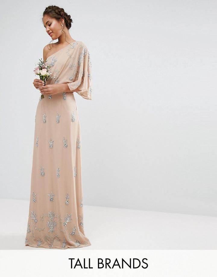Maya Tall One Shoulder Embellished Maxi Dress - Pink