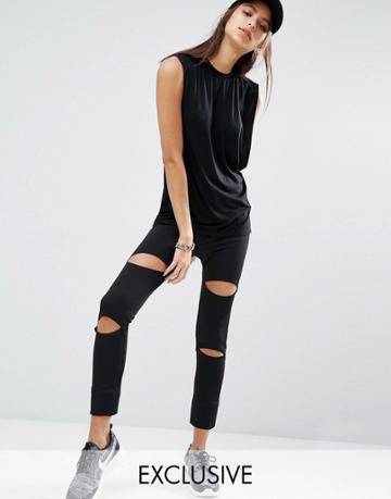 Bones Cut Out Leggings - Black