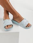 Asos Design Finley Woven Slides In Baby Blue-blues
