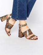 Truffle Collection Newdy Cross Strap Mid Heeled Sandals - Snake Pu