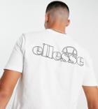 Ellesse Small Central Logo T-shirt In White With Logo Backprint Exclusive To Asos