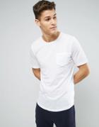 Sisley Longline T-shirt With Pocket And Curved Hem - White