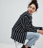 Monki Tailored Popper Detail Stripe Blazer-black