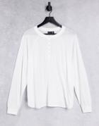 Asos Design Oversized Snap Front Long Sleeve Top In White