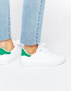 Missguided Green Tab Sneakers - White