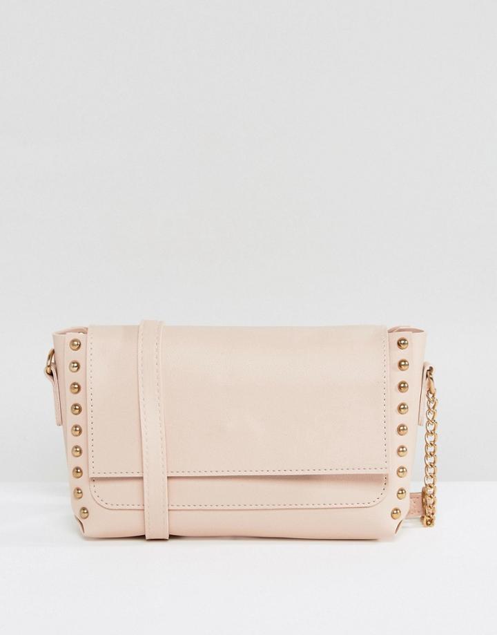New Look Studded Sleek Crossbody Bag - Beige
