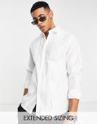 Asos Design Formal Slim Fit Shirt With Pleat Front In White