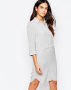 Warehouse Concealed Zip Shirt Dress - Gray