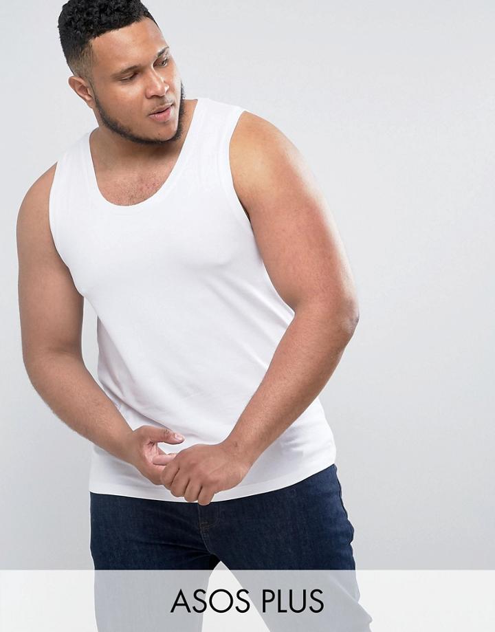 Asos Plus Muscle Tank In White - White