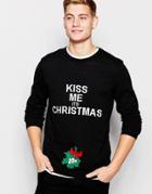Asos Holidays Sweater With Kiss Me Its Holidays Design - Black
