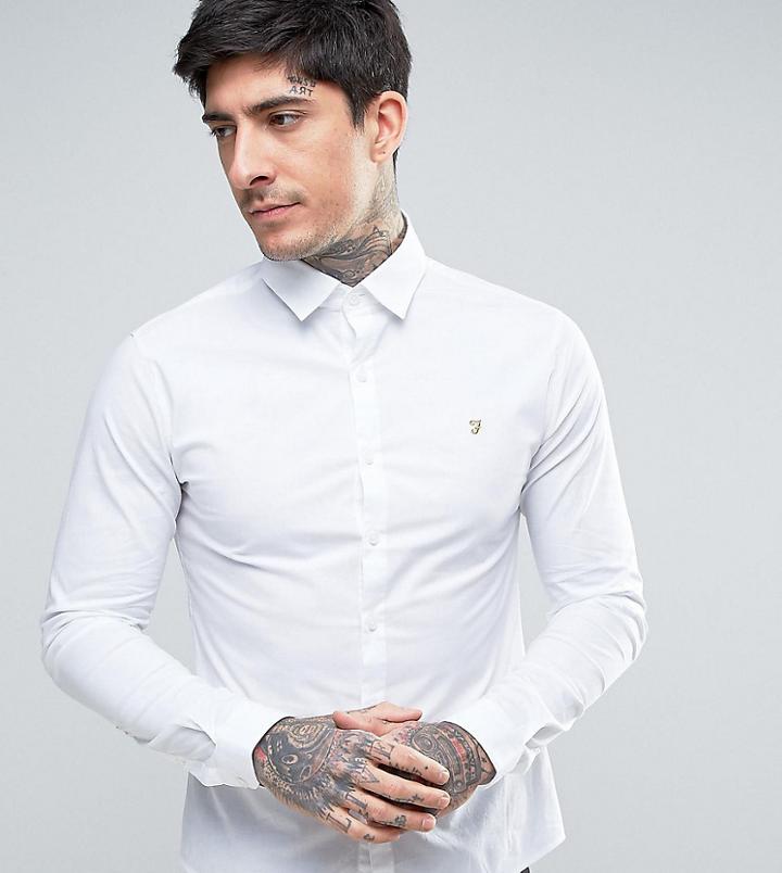 Farah Stretch Skinny Fit Poplin Shirt In White - White