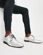 Asos Design Lace Up Shoes In Silver
