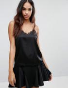 Lipsy Cami Top With Lace Trim - Black