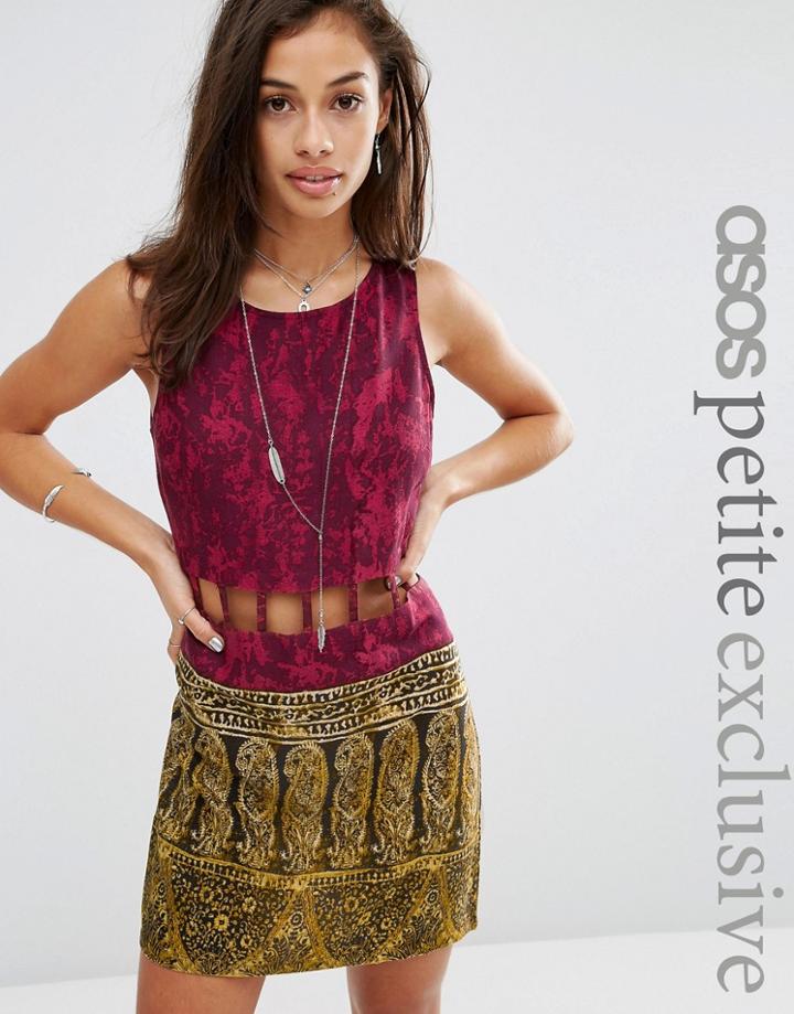 Asos Petite Festival Dress With Cut Outs - Multi