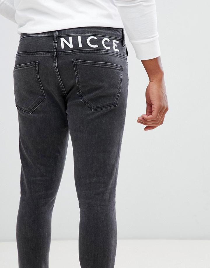 Nicce Skinny Fit Jeans In Gray With Logo - Gray