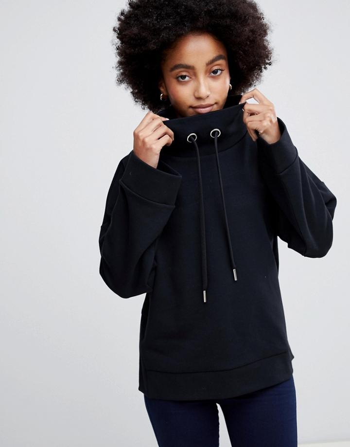 Dr Denim High Neck Sweatshirt With Side Seam Logo - Black