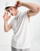 Asos Design Oversized Rib Tank In Off White With High Neck-brown