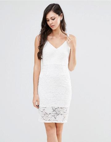 Lipstick Boutique Cami Midi Dress In Lace - Cream