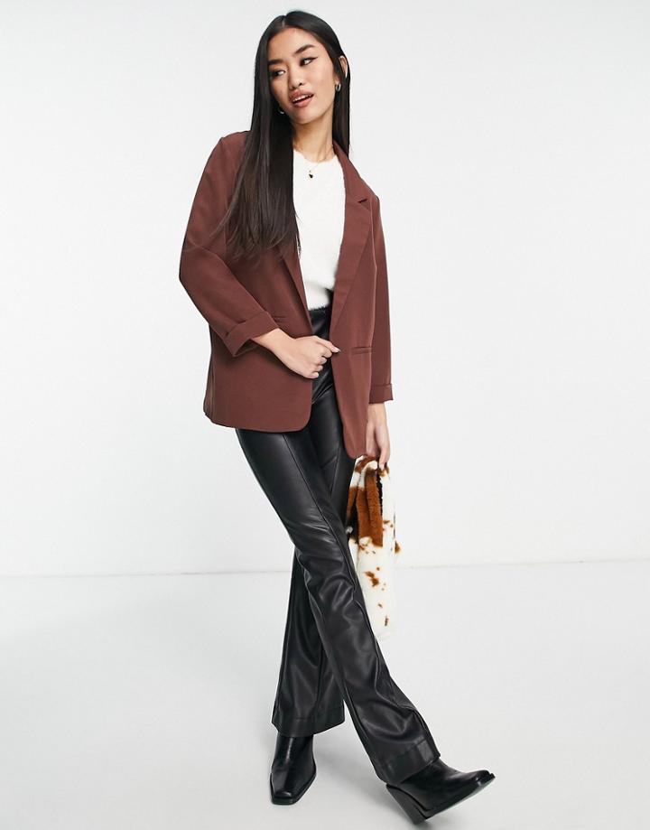 New Look Relaxed Boyfriend Blazer In Brown
