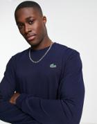 Lacoste Long Sleeve Top With Croc Logo In Navy