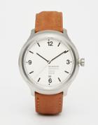 Mondaine Helvetica Bold Leather Watch In Brown 43mm - Brown