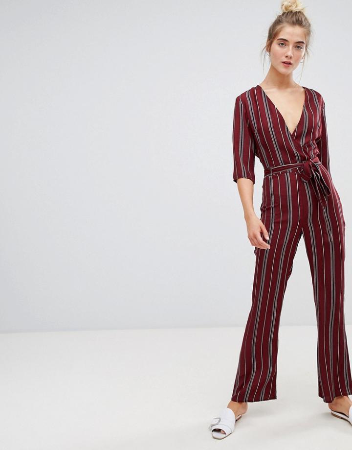 Parisian Stripe Jumpsuit-red