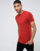 Asos Longline Muscle T-shirt In Red - Red