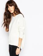 Asos Chunky Sweater In Cotton With Stitch Detail - White