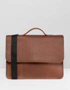 Asos Leather Satchel In Brown With Line Detail - Brown