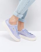 Puma Suede Satin Platform Sneakers In Lilac - Purple