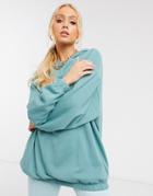 Asos Design Super Oversized Cocoon Hoodie With Side Pockets In Teal-green